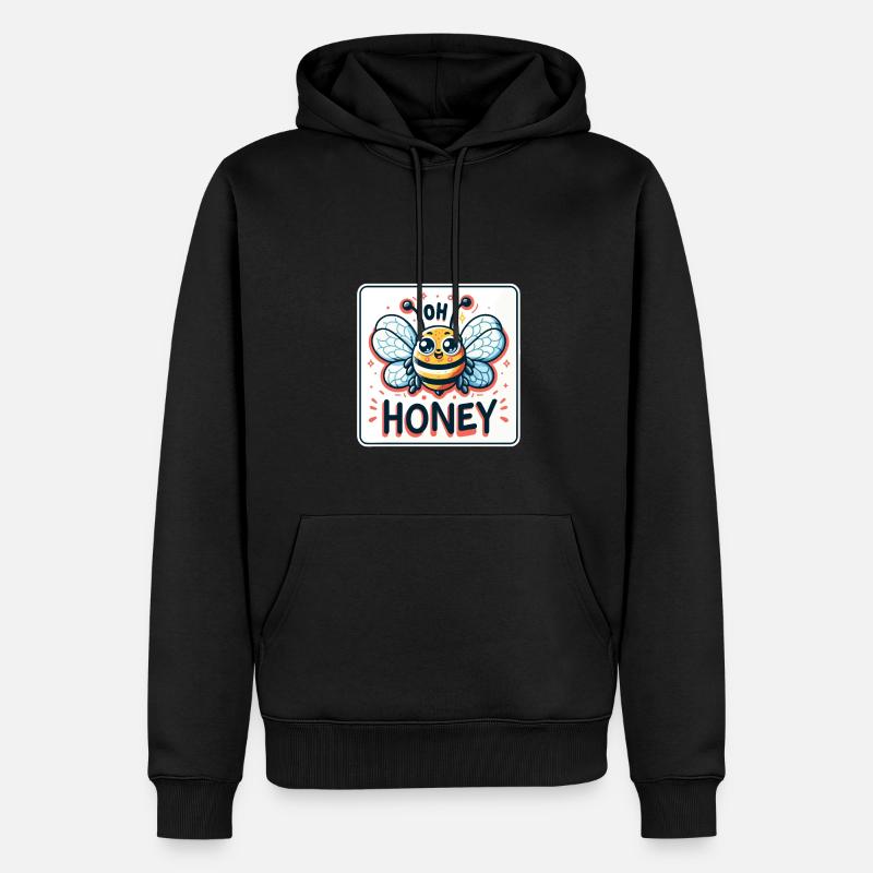 Oh miel - Illustration d’abeilles - Sweat à capuche Premium bio Homme - noir