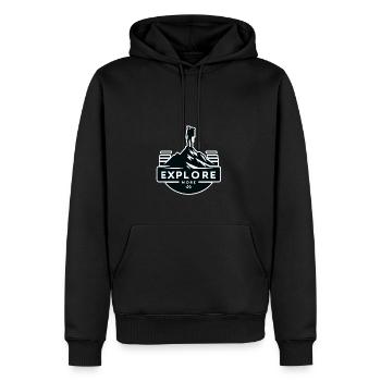 En savoir plus - Wanderer - Sweat à capuche Premium bio Homme - noir - Devant - Nico (187cm)