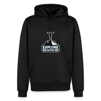 En savoir plus - Wanderer - Sweat à capuche Premium bio Homme - noir - Devant - Nico (187cm)