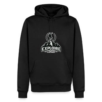 En savoir plus - Wanderer - Sweat à capuche Premium bio Homme - noir - Devant - Nico (187cm)