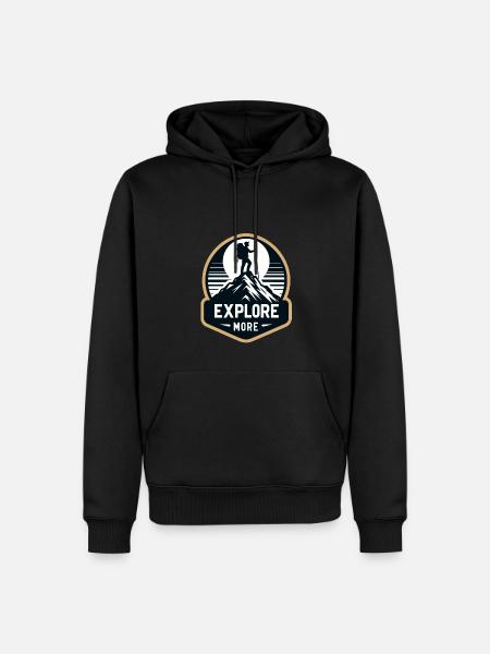 Explore more - Wanderer - Men’s Premium Organic Hoodie - black