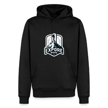 En savoir plus - Wanderer - Sweat à capuche Premium bio Homme - noir - Devant - Nico (187cm)