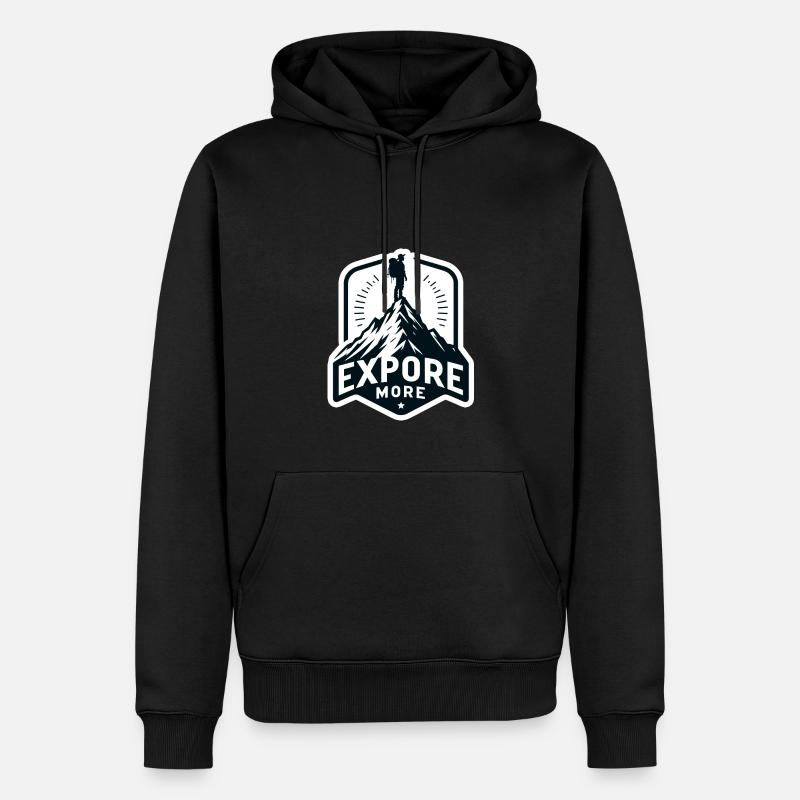 Explore more - Wanderer - Männer Premium Bio Hoodie - Schwarz