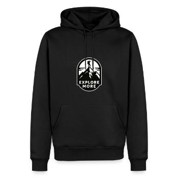 En savoir plus - Wanderer - Sweat à capuche Premium bio Homme - noir - Devant - Nico (187cm)