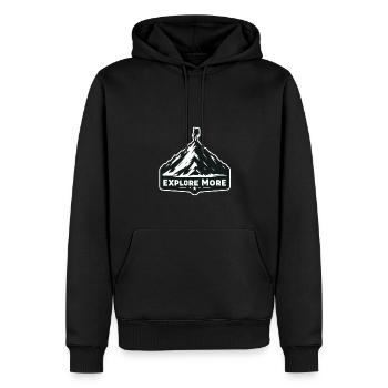 En savoir plus - Wanderer - Sweat à capuche Premium bio Homme - noir - Devant - Nico (187cm)