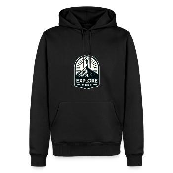 En savoir plus - Wanderer - Sweat à capuche Premium bio Homme - noir - Devant - Nico (187cm)