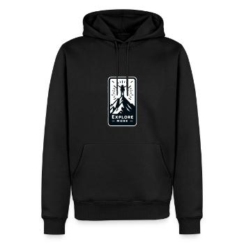 En savoir plus - Wanderer - Sweat à capuche Premium bio Homme - noir - Devant - Nico (187cm)