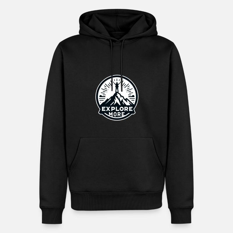 Explore more - Wanderer - Männer Premium Bio Hoodie - Schwarz