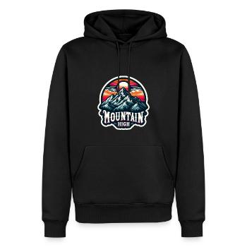 Mountain High - Berg Illustration - Männer Premium Bio Hoodie - Schwarz - Vorne - Nico (187cm)