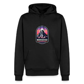 Mountain High - Berg Illustration - Männer Premium Bio Hoodie - Schwarz - Vorne - Nico (187cm)