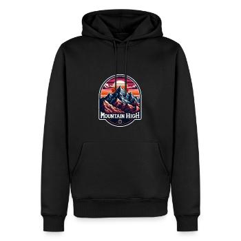 Mountain High - Berg Illustration - Männer Premium Bio Hoodie - Schwarz - Vorne - Nico (187cm)