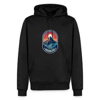 Mountain High - Berg Illustration - Männer Premium Bio Hoodie - Schwarz - Vorne - Nico (187cm)