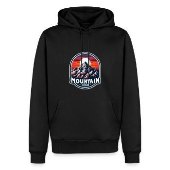 Mountain High - Berg Illustration - Männer Premium Bio Hoodie - Schwarz - Vorne - Nico (187cm)