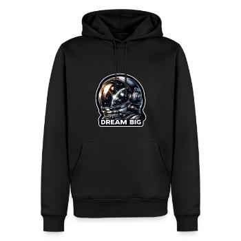 Rêver grand - Illustration d’astronaute - Sweat à capuche Premium bio Homme - noir - Devant - Nico (187cm)