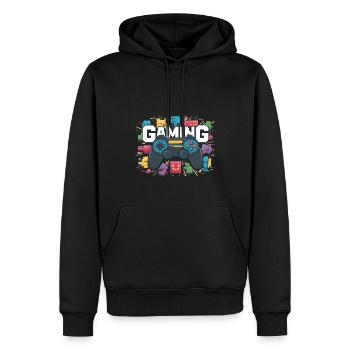 Jeux - Manettes - Sweat à capuche Premium bio Homme - noir - Devant - Nico (187cm)