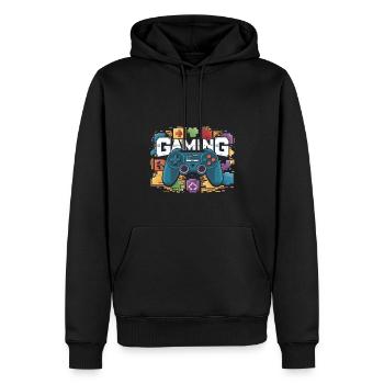 Jeux - Manettes - Sweat à capuche Premium bio Homme - noir - Devant - Nico (187cm)