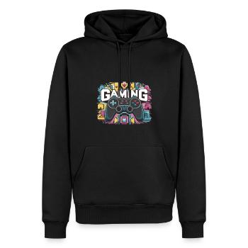 Jeux - Manettes - Sweat à capuche Premium bio Homme - noir - Devant - Nico (187cm)