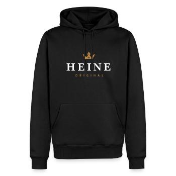 Heine Original Familienlogo - Männer Premium Bio Hoodie - Schwarz - Vorne - Nico (187cm)