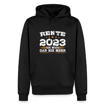 Rente 2023 - Männer Premium Bio Hoodie - Schwarz - Vorne - Nico (187cm)