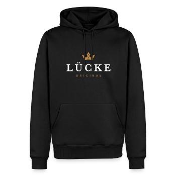 Lücke Original Familienlogo - Männer Premium Bio Hoodie - Schwarz - Vorne - Nico (187cm)