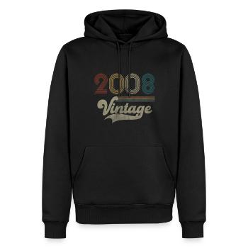 Vintage Birthday 2008 - Men’s Premium Organic Hoodie - black - Front - Nico (187cm)