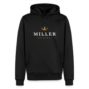 Logo original de la famille Miller - Sweat à capuche Premium bio Homme - noir - Devant - Nico (187cm)