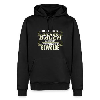 Dicker Bauch, Feinkostgewölbe, Feinschmecker, Fun - Männer Premium Bio Hoodie - Schwarz - Vorne - Nico (187cm)