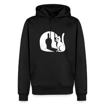 Fuck You - Katze - Mittelfinger - See the sign - Männer Premium Bio Hoodie - Schwarz - Vorne - Nico (187cm)