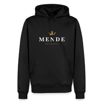 Mende Original Familienlogo - Männer Premium Bio Hoodie - Schwarz - Vorne - Nico (187cm)