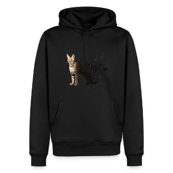 Serval Cat - Men’s Premium Organic Hoodie - black - Front - Nico (187cm)