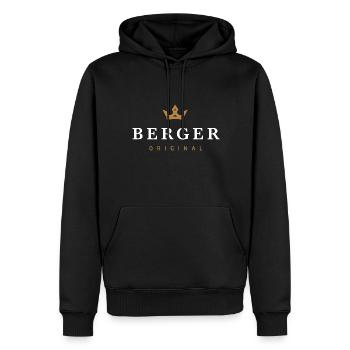 Berger Original Family Logo - Men’s Premium Organic Hoodie - black - Front - Nico (187cm)