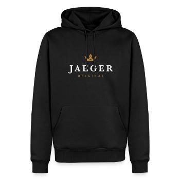 Jaeger Original Familienlogo - Männer Premium Bio Hoodie - Schwarz - Vorne - Nico (187cm)