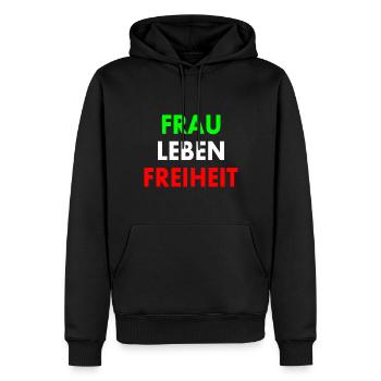 Frau leben freiheit - Männer Premium Bio Hoodie - Schwarz - Vorne - Nico (187cm)
