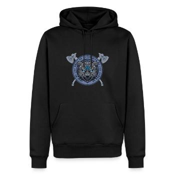 Wikinger Bär Logo – Stärke und Schutz - Männer Premium Bio Hoodie - Schwarz - Vorne - Nico (187cm)