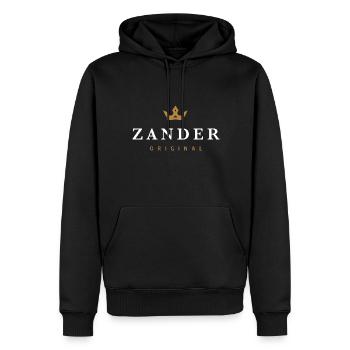 Logo original de la famille Zander - Sweat à capuche Premium bio Homme - noir - Devant - Nico (187cm)