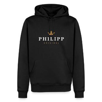 Philipp Original Familienlogo - Männer Premium Bio Hoodie - Schwarz - Vorne - Nico (187cm)