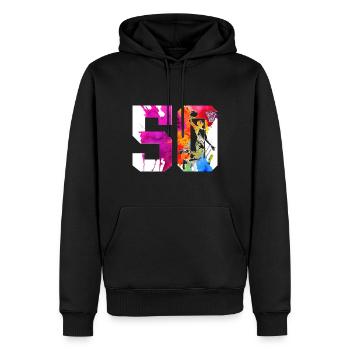 50TH BIRTHDAY BASKETBALL NUMBER 50 - Men’s Premium Organic Hoodie - black - Front - Nico (187cm)
