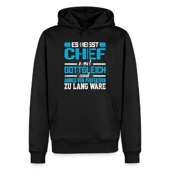 CHEF - Perfekt - Männer Premium Bio Hoodie - Schwarz - Vorne - Nico (187cm)
