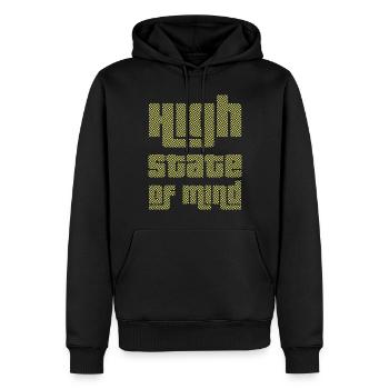 État d’ élevé - COUPE NOIRE - Sweat à capuche Premium bio Homme - noir - Devant - Nico (187cm)