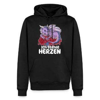 Ich stehe Herzen Süßer Drache auf Herzen Valentin - Männer Premium Bio Hoodie - Schwarz - Vorne - Nico (187cm)