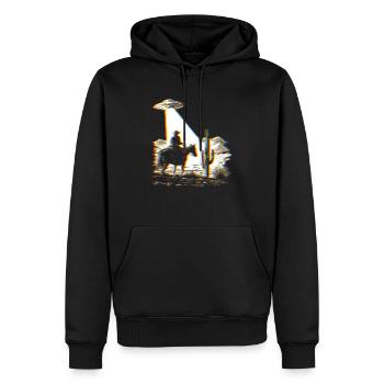 Space Cowboy - UFO - Retro Grafik - Aberration - Männer Premium Bio Hoodie - Schwarz - Vorne - Nico (187cm)
