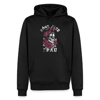 Böse alte Frau - Totenkopf - Rosen - Spruch - Männer Premium Bio Hoodie - Schwarz - Vorne - Nico (187cm)