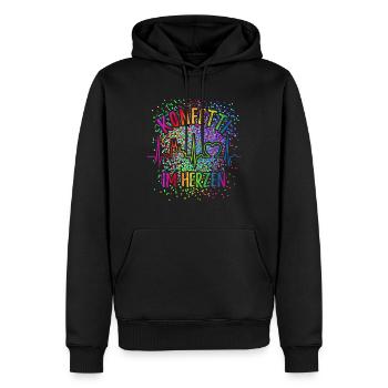Konfetti im Herzen - Köln Karneval - Verkleidung - Männer Premium Bio Hoodie - Schwarz - Vorne - Nico (187cm)