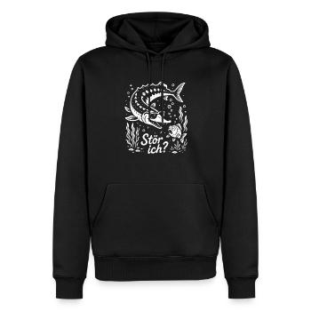 Stör ich? Hausen - Angler Spruch - Geschenk - Männer Premium Bio Hoodie - Schwarz - Vorne - Nico (187cm)