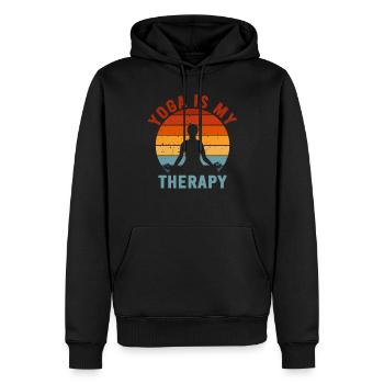 Le yoga est ma thérapie - Sweat à capuche Premium bio Homme - noir - Devant - Nico (187cm)