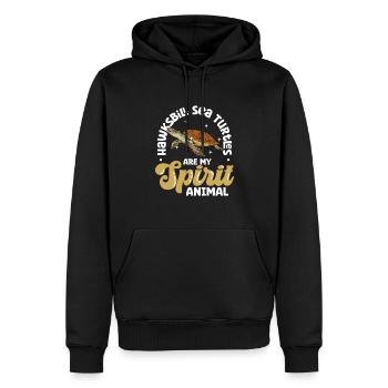 Mon animal spirituel - Tortue imbriquée - Sweat à capuche Premium bio Homme - noir - Devant - Nico (187cm)