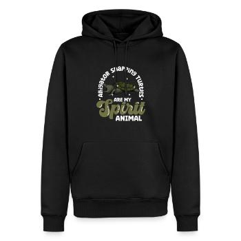 Mon animal spirituel - Tortue alligator - Sweat à capuche Premium bio Homme - noir - Devant - Nico (187cm)