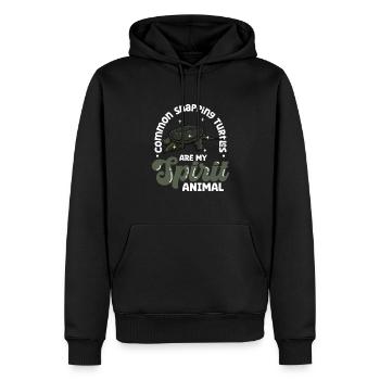 Mon animal spirituel - Tortue serpentine - Sweat à capuche Premium bio Homme - noir - Devant - Nico (187cm)