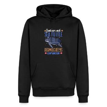Tortue luth - Sweat à capuche Premium bio Homme - noir - Devant - Nico (187cm)
