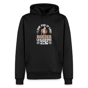 J’adore mon Border Leicester - Sweat à capuche Premium bio Homme - noir - Devant - Nico (187cm)